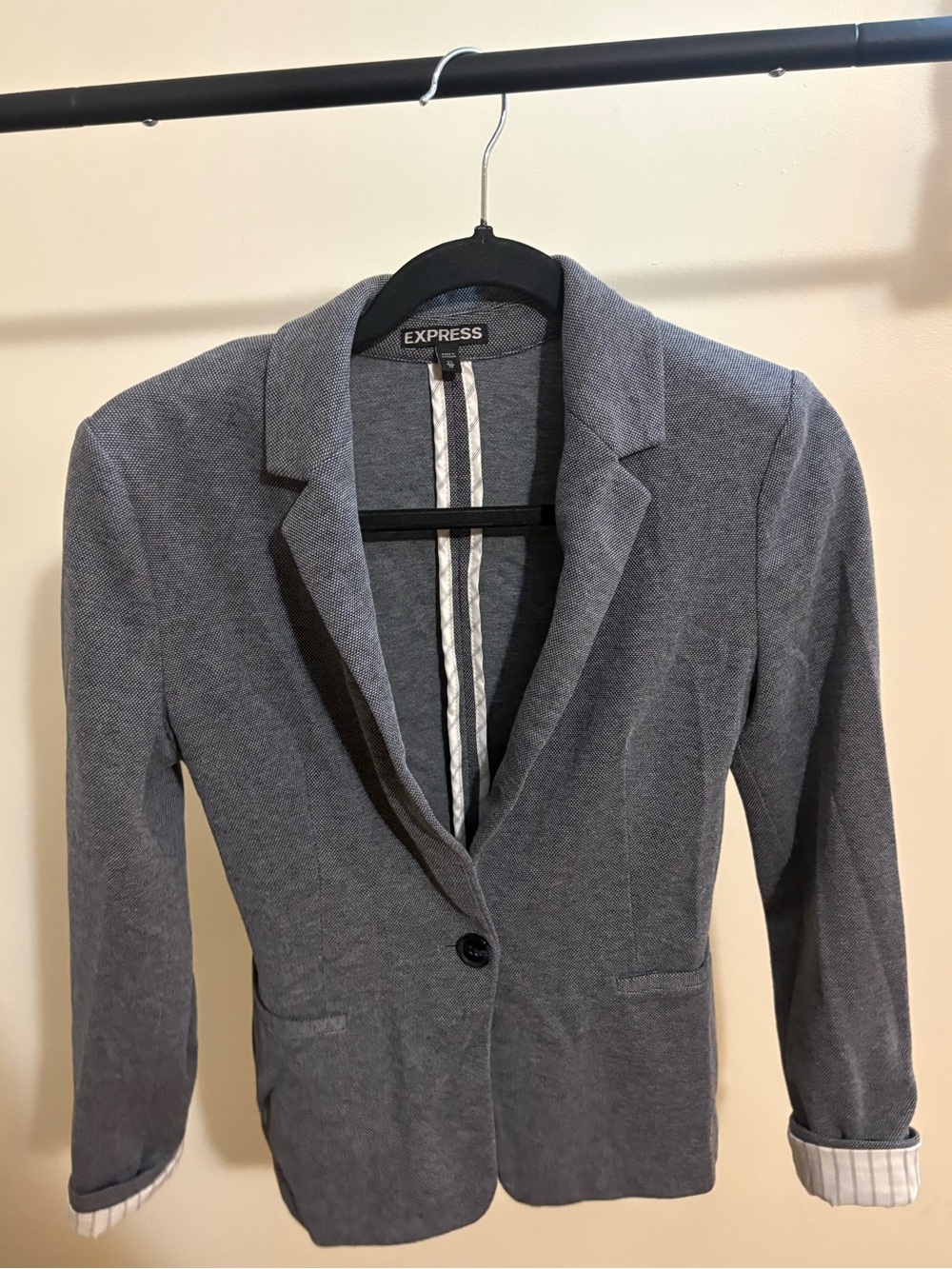 Express Women's Gray Single-Button Knit Blazer